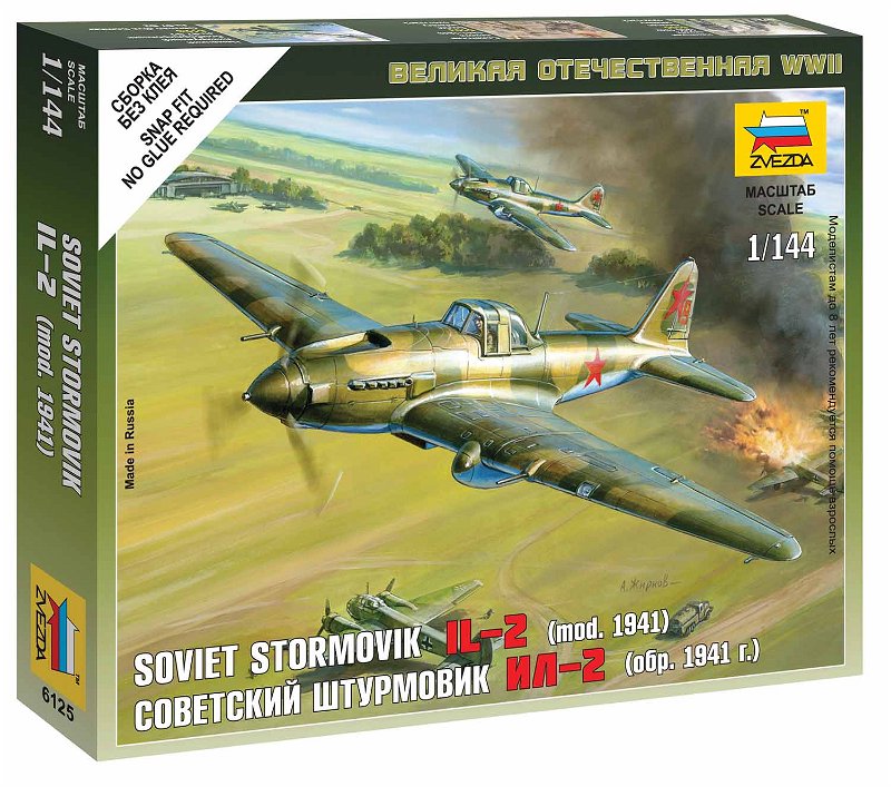 Zvezda Wargames (WWII) letadlo 6125 - Ilyushin IL-2 Stormovik (1:144)