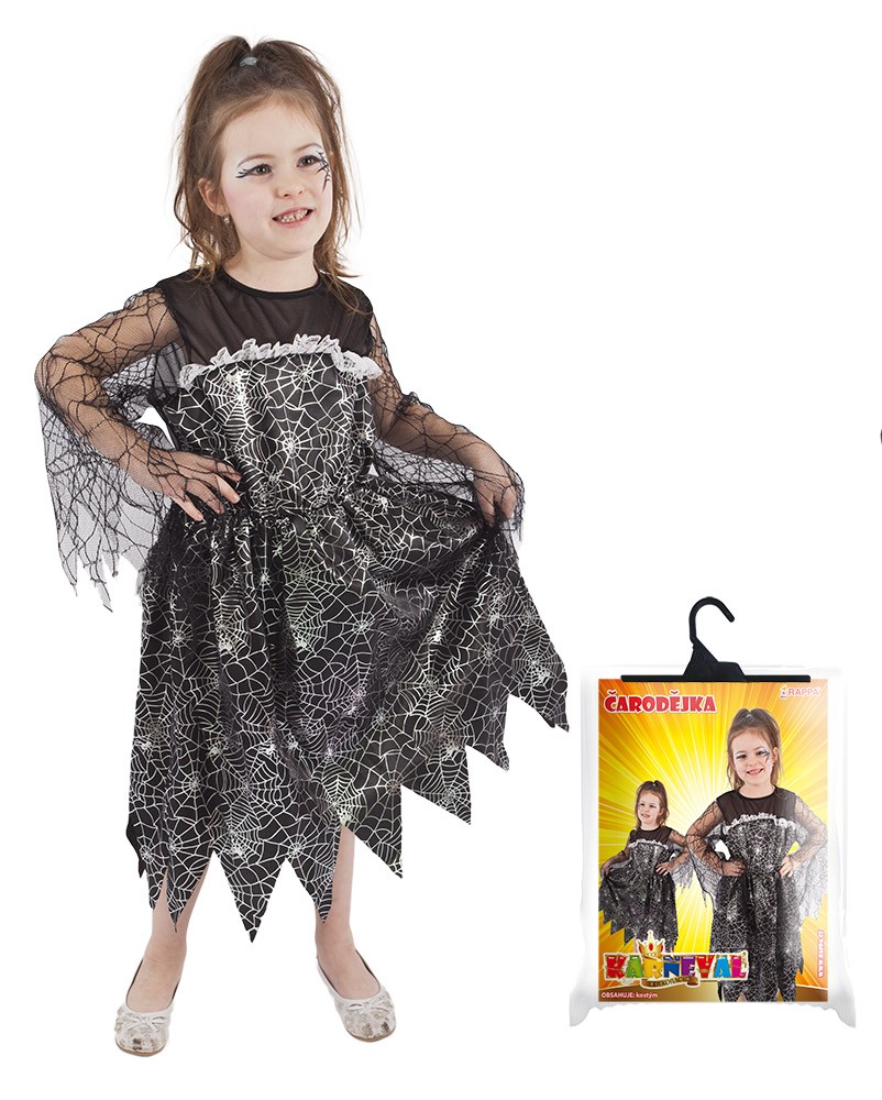 Rappa Dětský kostým čarodějnice s pavučinou čarodějnice / Halloween (M)