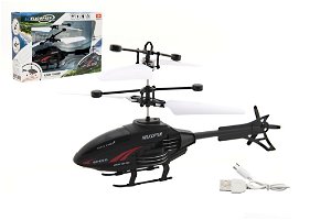 Teddies Vrtulník na ovládání rukou použití USB plast 16cm v krabici 22x15x5cm
