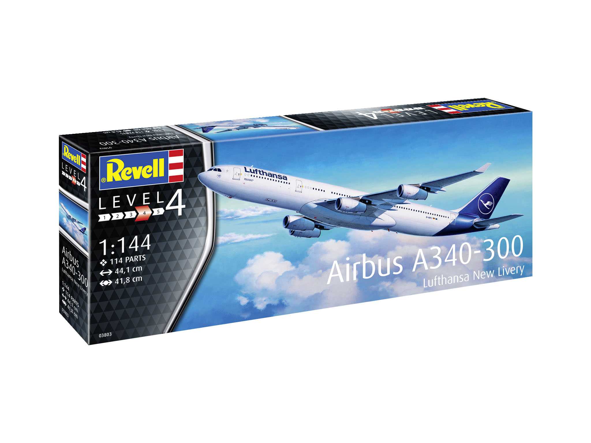 Revell Plastic ModelKit letadlo 03803 - A340-300 Lufthansa New Livery (1:144)