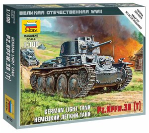 Zvezda Wargames (WWII) tank 6130 - German Light Tank PZ.KPFW.38 (T) (1:100)