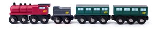 Woody Parní lokomotiva s uhlím a osobními vagony