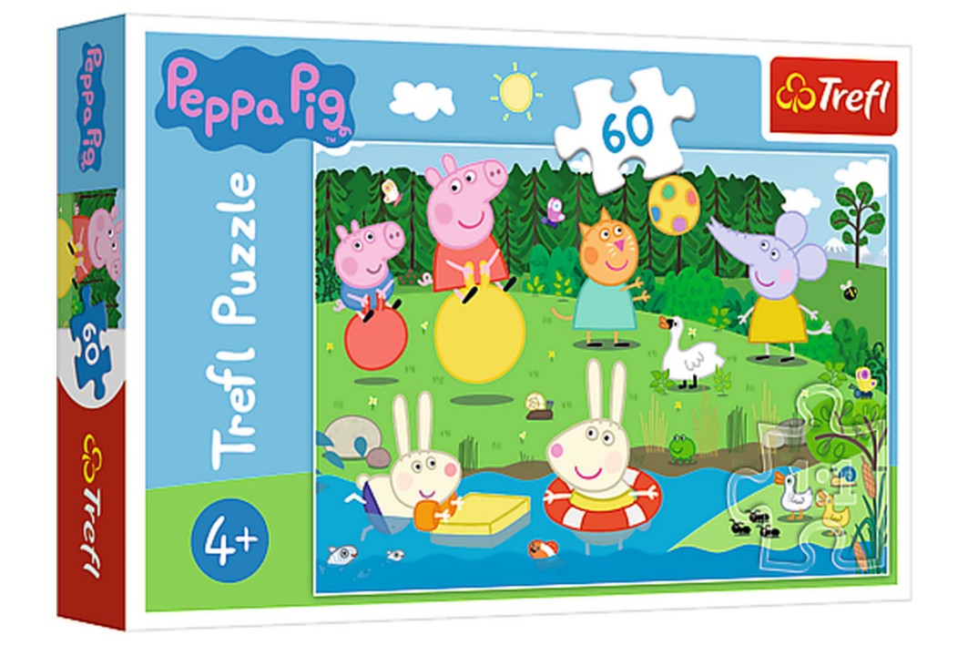 Trefl Puzzle Prasátko Peppa/Peppa Pig Prázdninová zábava 33x22cm 60 dílků v krabičce 21x14x4cm
