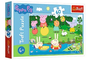 Trefl Puzzle Prasátko Peppa/Peppa Pig Prázdninová zábava 33x22cm 60 dílků v krabičce 21x14x4cm