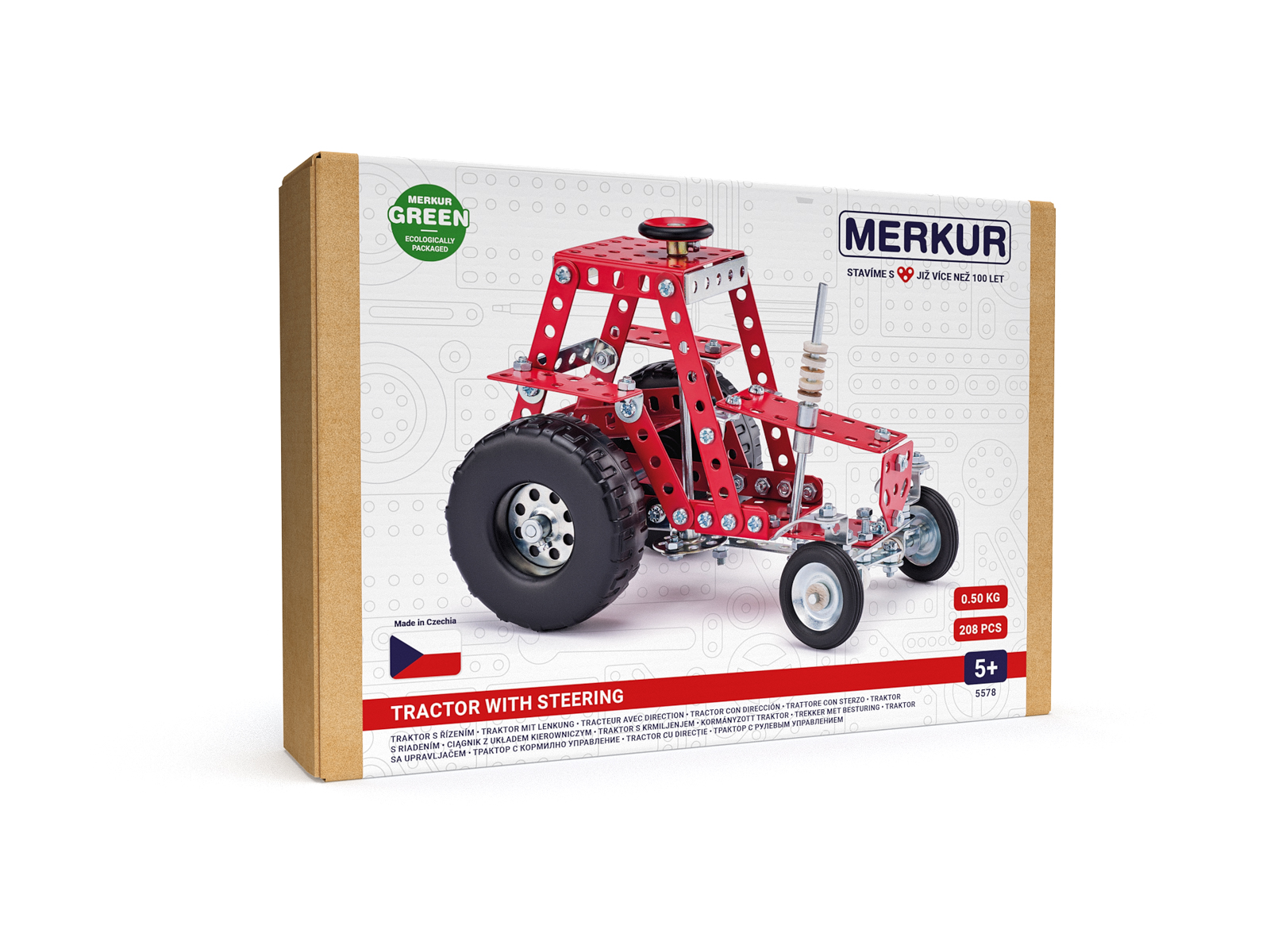MERKUR - Stavebnice Merkur 057 Traktor s riadením, 205 dielov