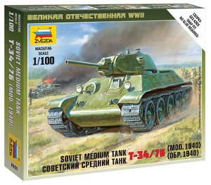 Zvezda Wargames (WWII) tank 6101 - Soviet Medium Tank T-34/76 (1:100)