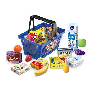 Rappa MINI OBCHOD - nákupní košík s doplňky a učením jak nakupovat - modrý