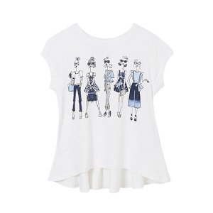 MAYORAL dívčí tričko KR s ženami, bílá/modrá - 128 cm