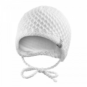 Čepice pletená zavazovací drobný vzor Outlast® velikost 2, 39-41 cm, barva bílá