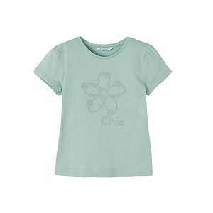 MAYORAL dívčí tričko KR výšivka květ zelená - 104 cm