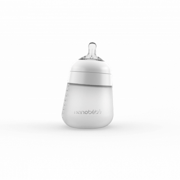 NANOBÉBÉ Silikonová dětská láhev Flexy 270 ml bílá