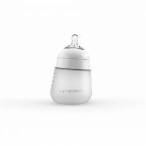NANOBÉBÉ Silikonová dětská láhev Flexy 270 ml bílá