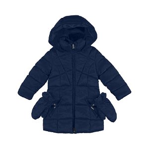 MAYORAL dívčí zimní kabát s rukavicemi modrá - 104 cm