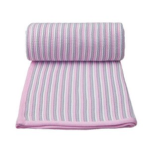 T-TOMI Dětská pletená deka spring bílo-růžová