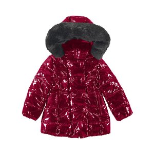 MAYORAL dívčí zimní lesklá bunda červená - 122 cm