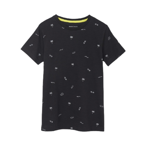 MAYORAL chlapecké tričko KR černé a bílé palmy - 140 cm