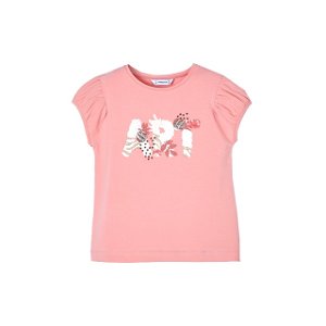 MAYORAL dívčí tričko KR s výšivkou Art růžová - 134 cm
