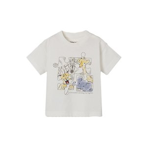 MAYORAL chlapecké tričko KR puzzle zvířátka béžová - 80 cm