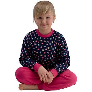 ESITO Dívčí pyžamo Kytičky vel. 116 - tmavě modrá