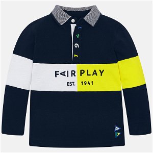 MAYORAL chlapecké tričko s límečkem Fairplay tmavě modré - 98 cm