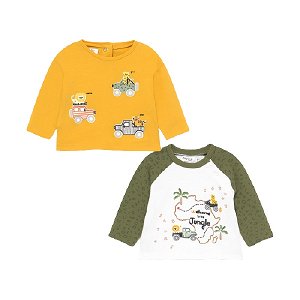 MAYORAL chlapecký set 2ks triček DR Afrika, žlutá/bílá/zelená - 75 cm