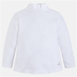 Mayoral Dívčí tričko s dlouhým rukávem a límečkem - bílé - 98 cm