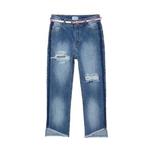 MAYORAL dívčí slim džíny s páskem a kamínky - 152 cm