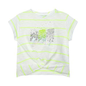 MAYORAL dívčí tričko KR s neon proužky a flitry, bílá - 134 cm