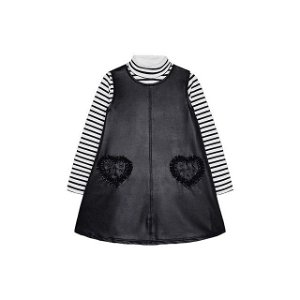 MAYORAL dívčí koženkové šaty s tričkem černá - 116 cm