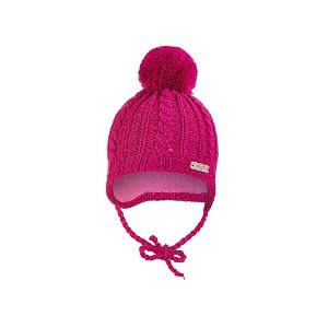 LITTLE ANGEL Čepice pletená zavazovací copánky Outlast ® - růžová vel. 4 | 45-48 cm
