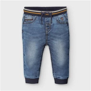 MAYORAL chlapecké džíny modré, v pase a u kotníků na gumu - 92 cm