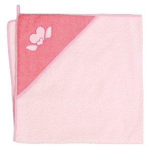 CEBA BABY Froté ručník s aplikací a kapuckou - Srdíčka růžová