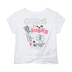 MAYORAL dívčí tričko KR s barevnými nápisy, bílá - 134 cm