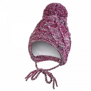 LITTLE ANGEL čepice pletená zavazovací Káro Outlast® velikost 3, 42-44 cm, barva růžový melír