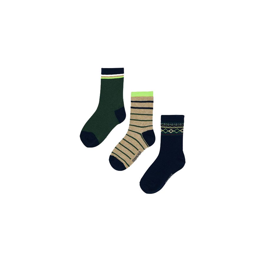 MAYORAL chlapecké ponožky 3ks béžová, zelená, modrá - 116 cm - EUR 27-31