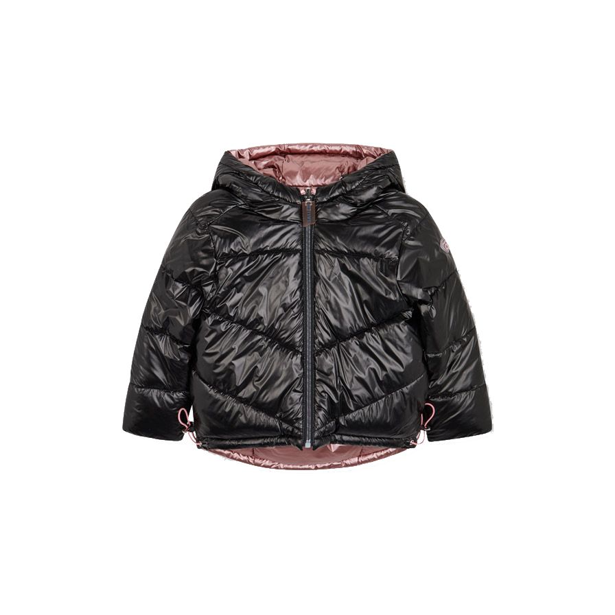 MAYORAL dívčí oboustranná bunda vycpaná zimní černá, neon růžová - 110 cm