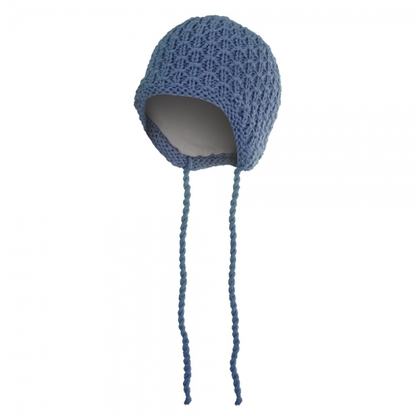 Čepice pletená zavazovací drobný vzor Outlast® velikost 1, 36-38 cm, barva modrá