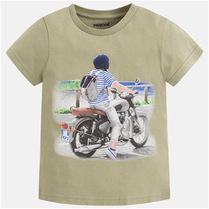 MAYORAL chlapecké tričko s krátkým rukávem a potiskem - zelené - 110 cm