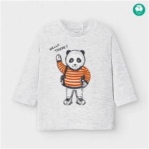 MAYORAL chlapecké tričko šedé s pandou v pruhovaném svetru - 86 cm