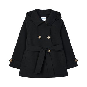 MAYORAL dívčí kabátek s kapucí, černý - 104 cm