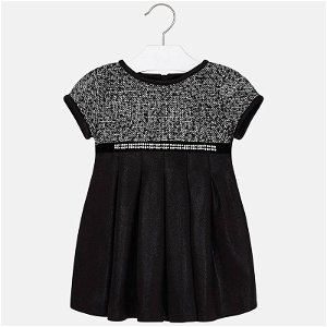 MAYORAL dívčí šaty krátký rukáv vzory černá - 110 cm