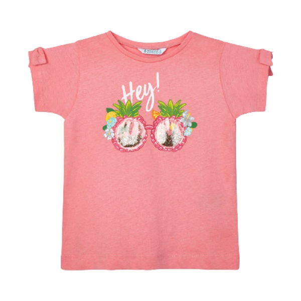 MAYORAL dívčí tričko KR tropické brýle, růžové - 110 cm