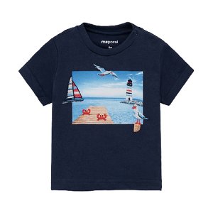 MAYORAL chlapecké tričko KR s výšivkou majáku, tmavě modré - 86 cm