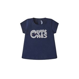 MAYORAL dívčí tričko KR třpytivé Cute Cats tmavě modrá - 98 cm