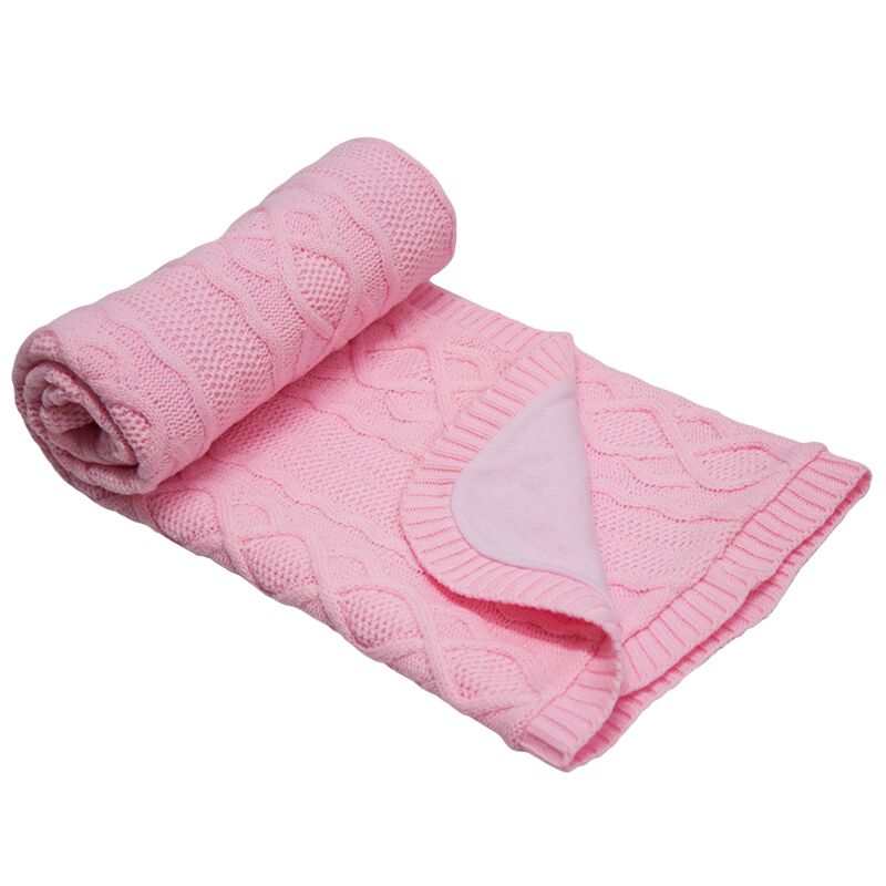 EKO pletená deka s podšívkou růžová 84x75 cm