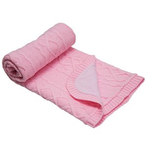 EKO pletená deka s podšívkou růžová 84x75 cm