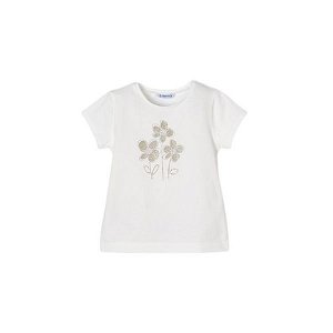 MAYORAL dívčí tričko KR třpytivé květy béžová - 116 cm