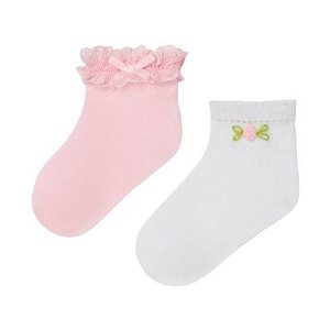 MAYORAL dívčí set 2 párů ponožek bílá/sv.růžová - 68 cm- EU16-18