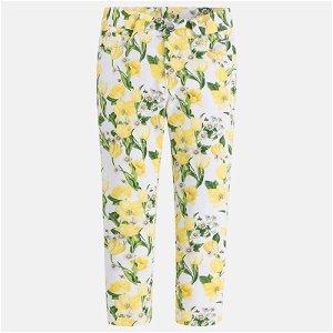 MAYORAL dívčí dlouhé kalhoty s potiskem květin - žluté - 122 cm