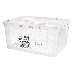 KEEEPER Domácí úložný box velký "Mickey & Minnie", Pastelová růžová